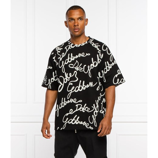 Czarny t-shirt męski Dolce Gabbana w stylu młodzieżowym 