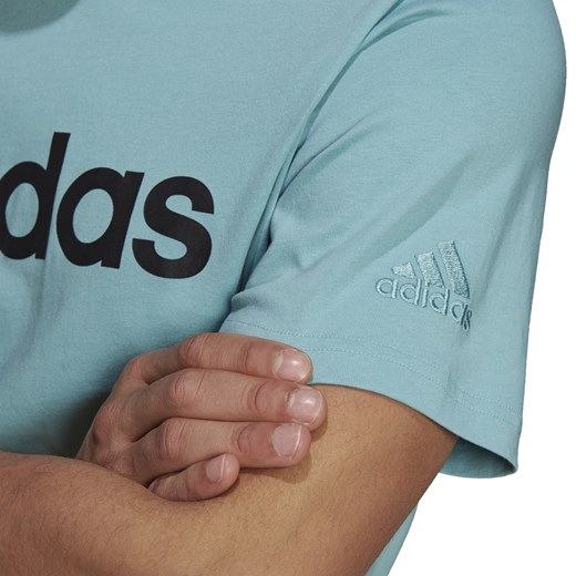 Niebieski t-shirt męski Adidas młodzieżowy z krótkim rękawem 