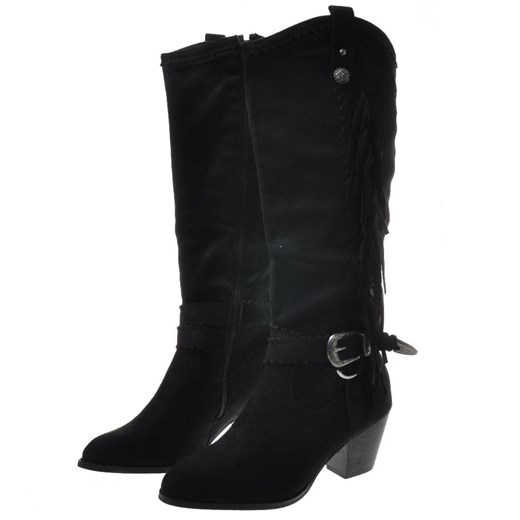 Czarne kozaki w stylu boho /D1-3 9705 S494/ Pantofelek24 36 Pantofelek24.pl Jacek Włodarczyk wyprzedaż