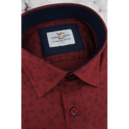 Koszula męska Viadi Polo w abstrakcyjnym wzorze z długim rękawem elegancka 