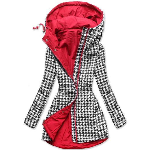 Czerwona dwustronna kurtka parka płaszczyk pepitka Dramond XL okazja dramond.pl