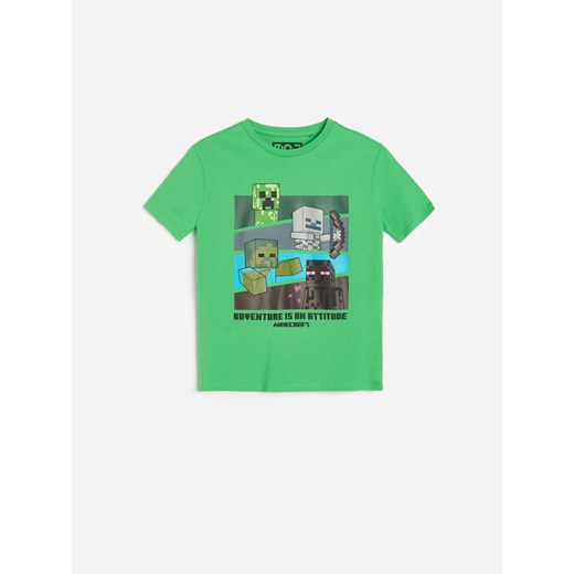 Reserved - Bawełniany t-shirt Minecraft - Zielony Reserved 158 wyprzedaż Reserved