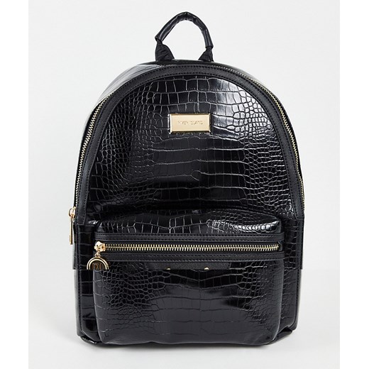 River Island – Czarny plecak ze wzorem skóry krokodyla z torbą podróżną-Black River Island No Size Asos Poland