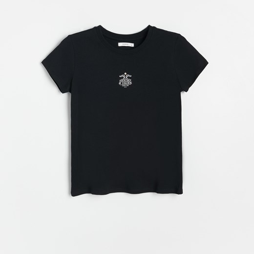 Reserved - Bawełniany T-shirt - Czarny Reserved L okazja Reserved