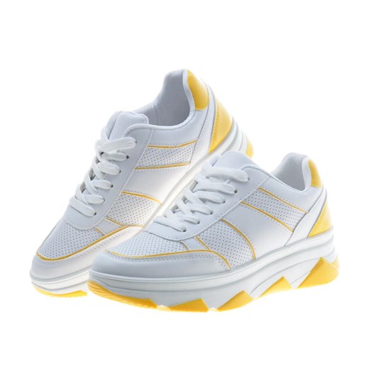 Sportowe białe buty z żółtymi wstawkami /C4-3 9770 S294/ 36 Pantofelek24.pl Jacek Włodarczyk okazyjna cena
