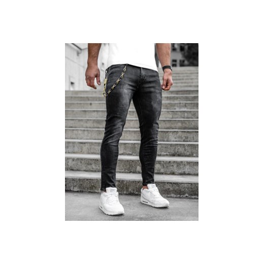 Czarne spodnie jeansowe męskie regular fit Denley TF098 35/XL Denley