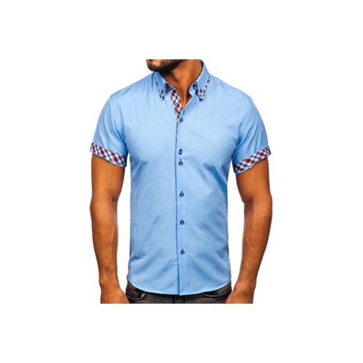Koszula męska z krótkim rękawem błękitna Bolf 6540 XL Denley wyprzedaż