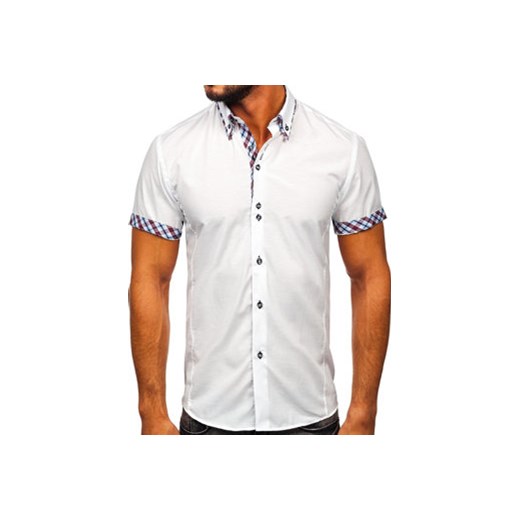 Koszula męska z krótkim rękawem biała Bolf 6540 XL Denley promocja