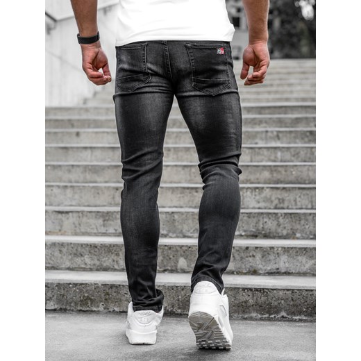 Czarne spodnie jeansowe męskie skinny fit z paskiem Denley R61121W1 31/M Denley promocja