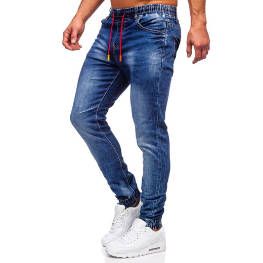 Granatowe spodnie jeansowe joggery męskie Denley R51101W1 30/S okazja Denley