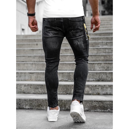 Czarne spodnie jeansowe męskie regular fit Denley TF098 32/M Denley