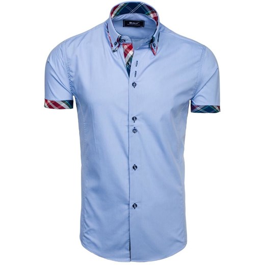 Koszula męska z krótkim rękawem błękitna Bolf 6540 L okazyjna cena Denley