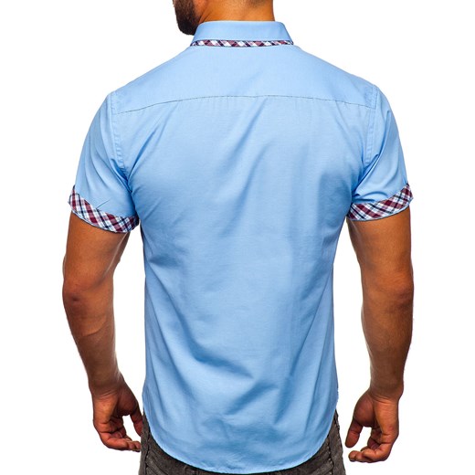 Koszula męska z krótkim rękawem błękitna Bolf 6540 2XL Denley promocja