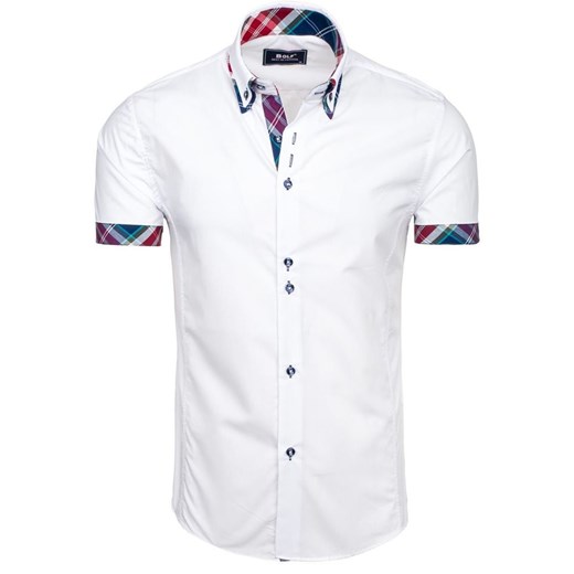 Koszula męska z krótkim rękawem biała Bolf 6540 L okazyjna cena Denley
