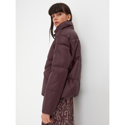 Sinsay - Kurtka puffer z imitacji skóry - Bordowy Sinsay L Sinsay