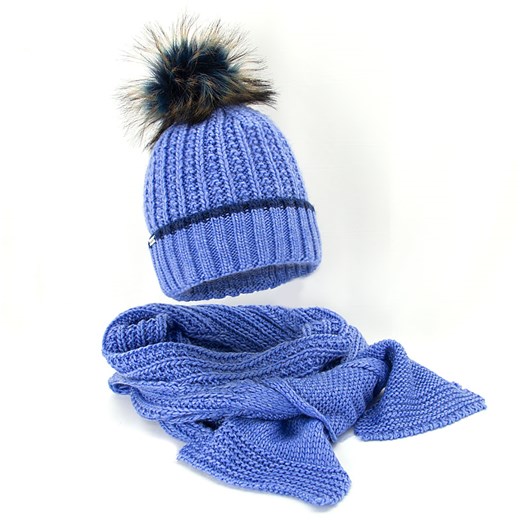 Zimowy komplet damski czapka z pomponem szalik Amaltea AMALTEA