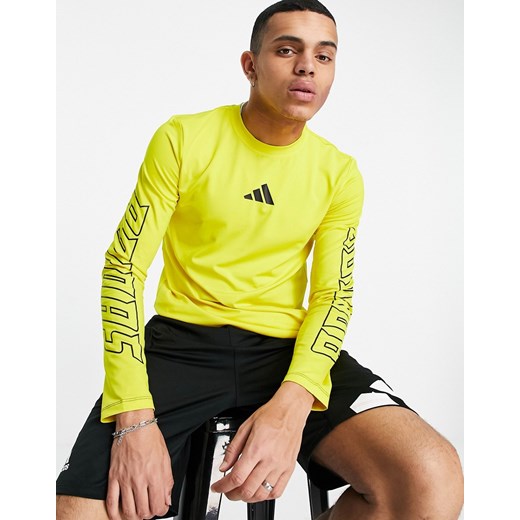 adidas Training – Żółty T-shirt z długimi rękawami i logo XL Asos Poland