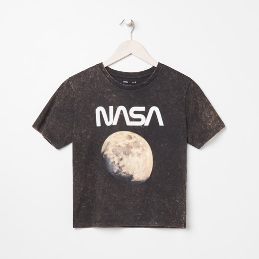 Sinsay - Koszulka z efektem sprania NASA - Szary Sinsay XS Sinsay
