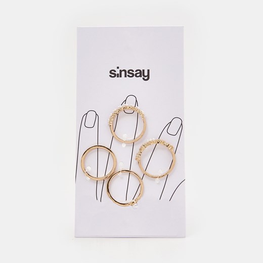 Sinsay - Pierścionki 4 pack - Złoty Sinsay Jeden rozmiar Sinsay