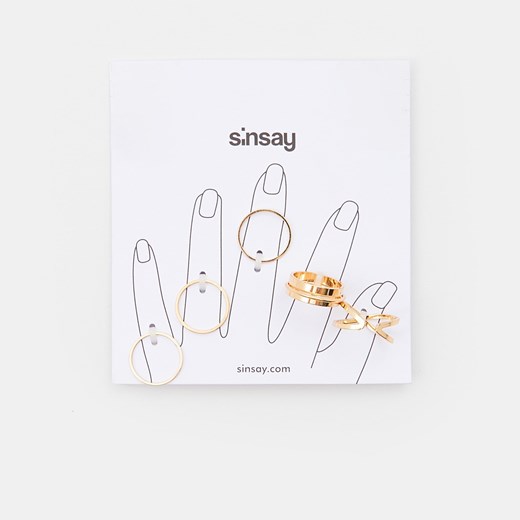 Sinsay - Pierścionki 7 pack - Złoty Sinsay Jeden rozmiar Sinsay