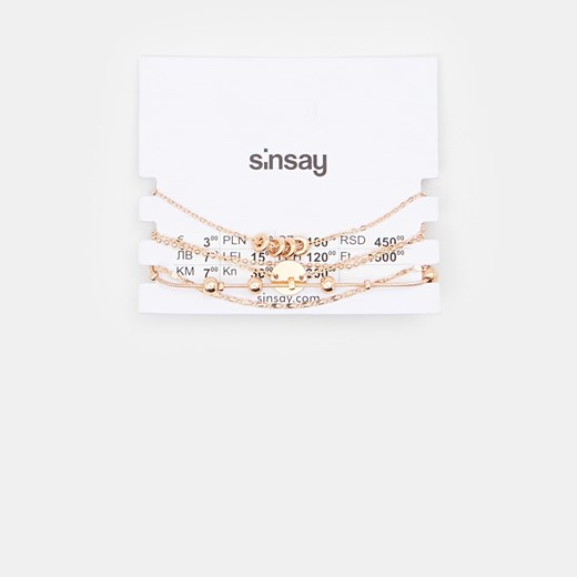 Sinsay - Bransoletki 5 pack - Złoty Sinsay Jeden rozmiar Sinsay
