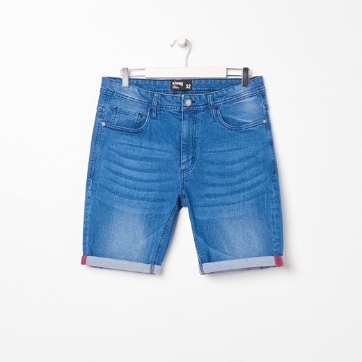 Sinsay - Szorty jeansowe slim fit - Niebieski Sinsay 30 okazja Sinsay
