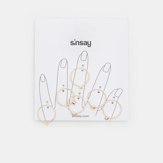 Sinsay - Pierścionki 6 pack - Złoty Sinsay Jeden rozmiar promocja Sinsay
