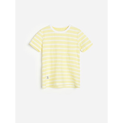 Reserved - Bawełniany t-shirt w paski - Żółty Reserved 158 Reserved