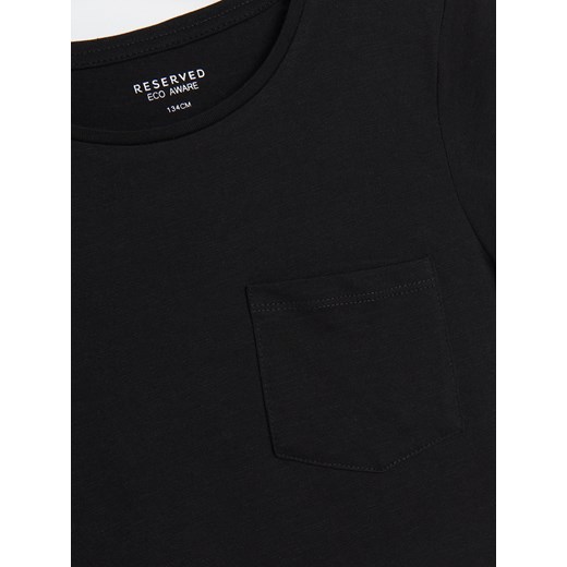 Reserved - Bawełniany T-shirt z kieszonką - Czarny Reserved 122 Reserved