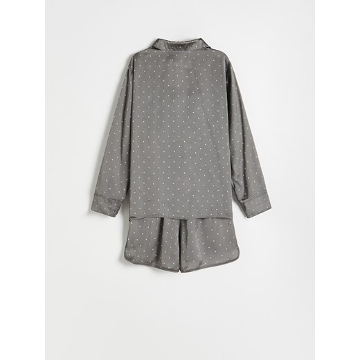 Reserved - Satynowa piżama w kropki - Szary Reserved L Reserved