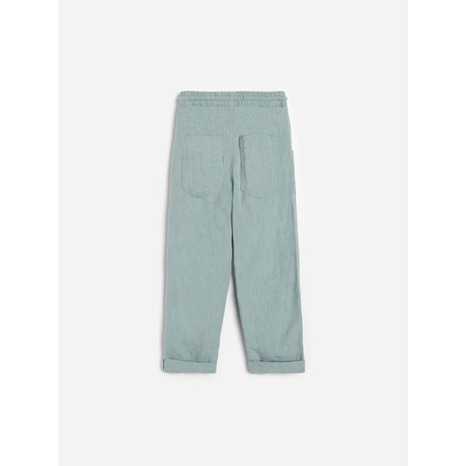 Reserved - Gładkie spodnie z lnem i bawełną - Zielony Reserved 146 Reserved
