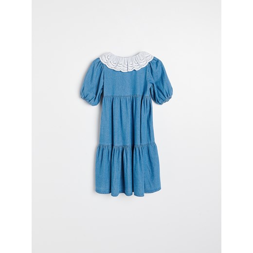 Reserved - Denimowa sukienka z kołnierzykiem - Niebieski Reserved 164 Reserved