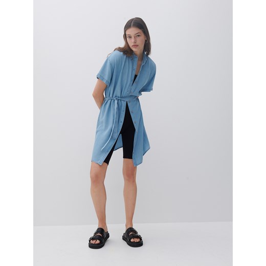 Reserved - Sukienka z Tencel™ Lyocellu - Niebieski Reserved 40 okazyjna cena Reserved