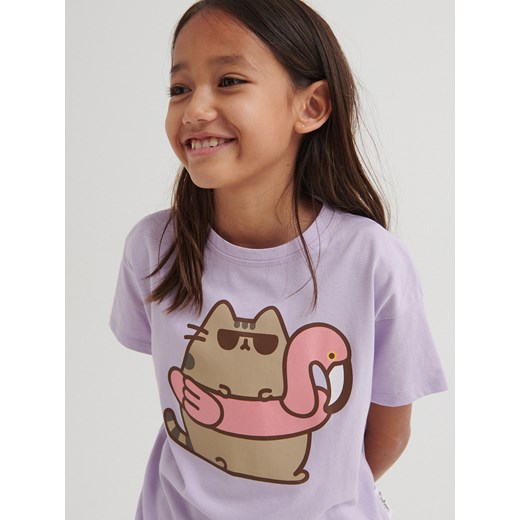 Reserved - T-shirt Pusheen - Fioletowy Reserved 122 wyprzedaż Reserved