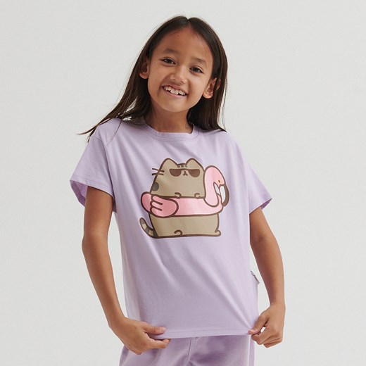 Reserved - T-shirt Pusheen - Fioletowy Reserved 122 okazja Reserved