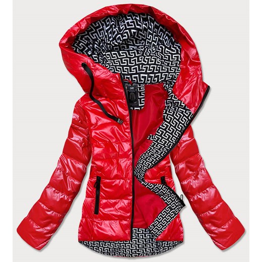 Metaliczna kurtka z kolorową podszewką czerwona (w708) ze sklepu goodlookin.pl w kategorii Kurtki damskie - zdjęcie 122563419