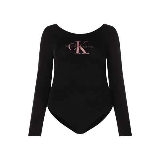 Bluzka damska Calvin Klein czarna bawełniana z okrągłym dekoltem wiosenna 
