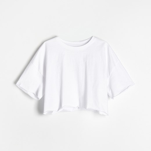 Reserved - Bawełniany crop top - Biały Reserved L Reserved wyprzedaż