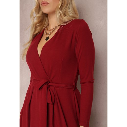 Sukienka Renee kopertowa midi z długim rękawem elegancka