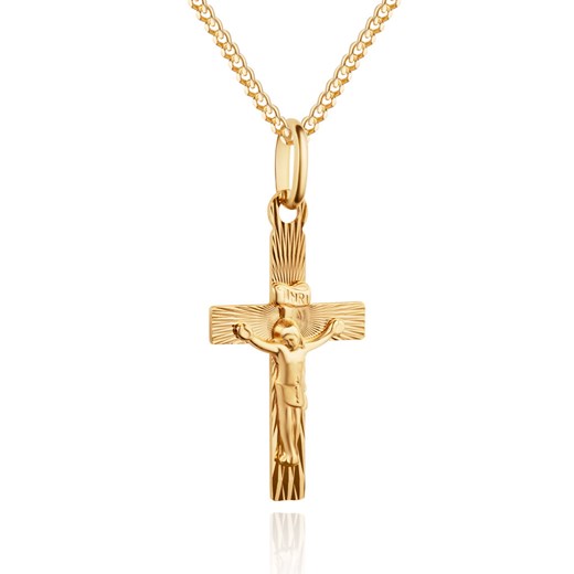 złota zawieszka krzyżyk z wizerunkiem Jezusa Chrystusa Irbis.style Uniwersalny irbis.style
