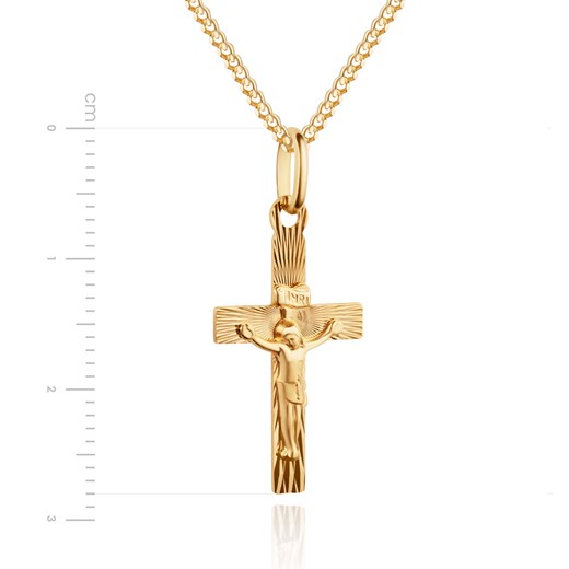 złota zawieszka krzyżyk z wizerunkiem Jezusa Chrystusa Irbis.style Uniwersalny irbis.style