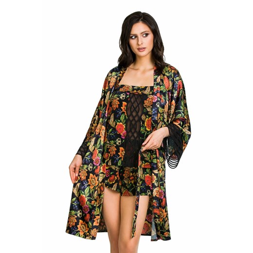 Kimono damskie Mediolano Flower 20002 w kwiaty ze sklepu piubiu_pl w kategorii Szlafroki damskie - zdjęcie 122769678