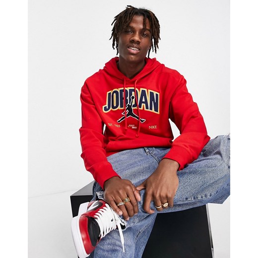 Nike Jordan – Jumpman – Czerwona bluza z kapturem i wyhaftowanym logo w stylu uczelnianym-Czerwony Jordan S Asos Poland