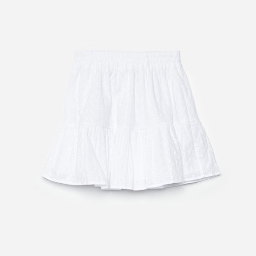 Cropp - Ażurowa spódnica z falbanką - Biały Cropp XS okazyjna cena Cropp