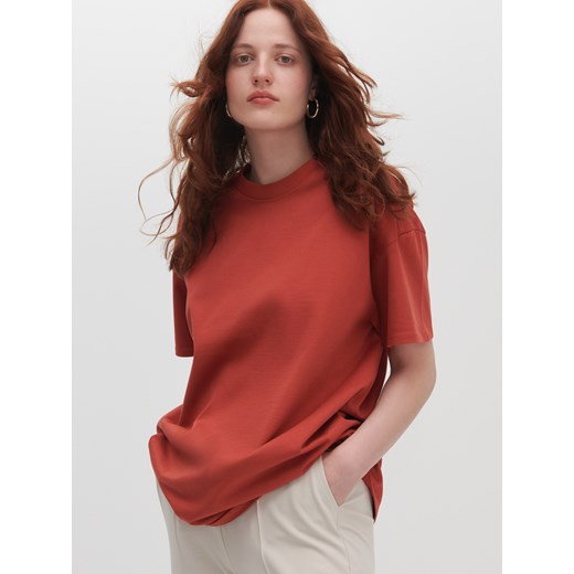 Reserved - T-shirt oversize z bawełny organicznej - Czerwony Reserved ONE SIZE wyprzedaż Reserved