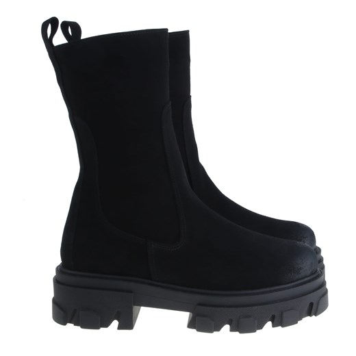Botki Lafemmeshoes czarne casual zimowe ze skóry