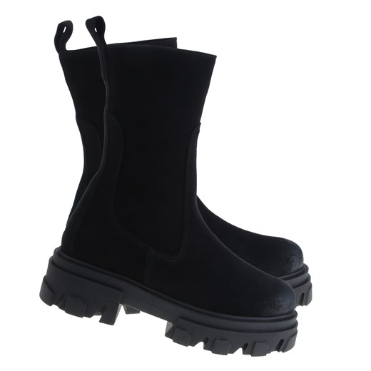 Botki Lafemmeshoes czarne casual ze skóry