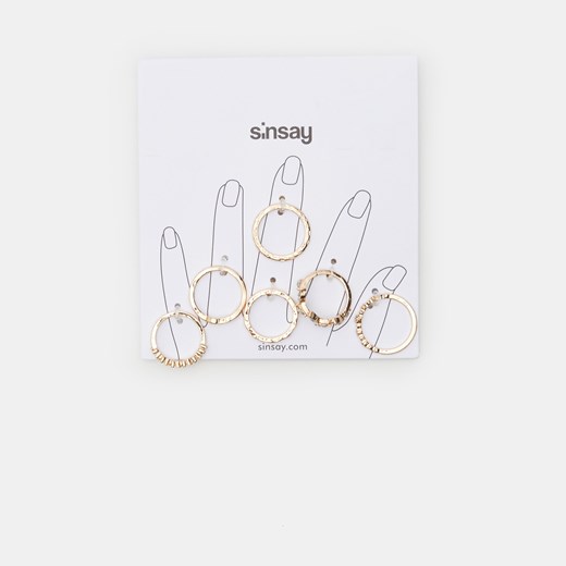Sinsay - Pierścionki 6 pack - Złoty Sinsay Jeden rozmiar wyprzedaż Sinsay