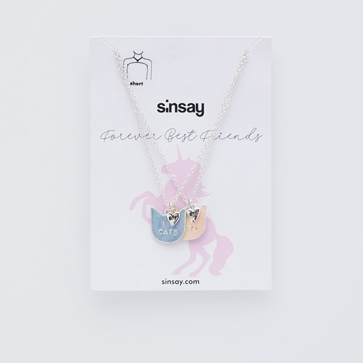 Sinsay - Zestaw naszyjników dla przyjaciółek BFF - Srebrny Sinsay Jeden rozmiar promocyjna cena Sinsay