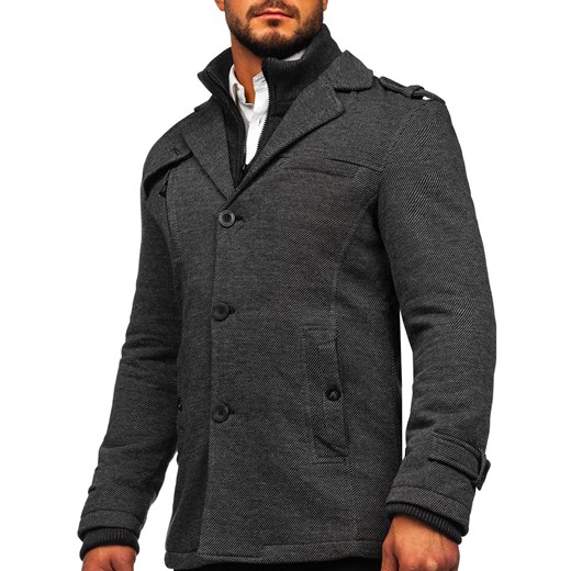 Szary płaszcz męski zimowy Denley 88802 XL promocyjna cena Denley